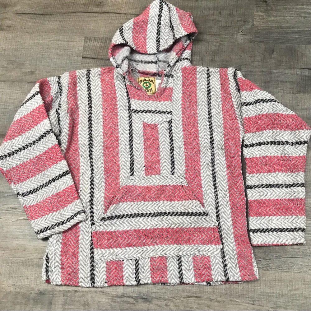CLOSING SALE🚨 BAJA JOE Pullover Hoodie Baja Style Sweatshirt in Pink Black Grey